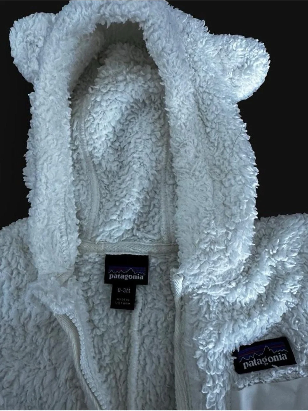 Patagonia White Sherpa Baby One-Piece with Hooded Ears